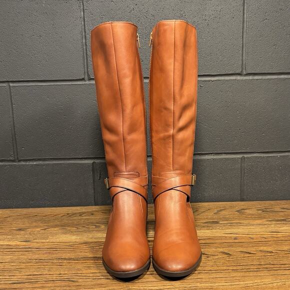 Naturalizer Rena Women’s Tan Leather Riding Boots Size 7.5M Knee High Zip - Picture 3 of 8